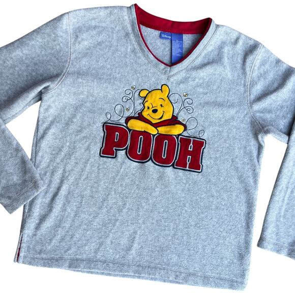 Disney Winnie the Pooh V-Neck Pullover Sweatshirt Sz L - Picture 3 of 5